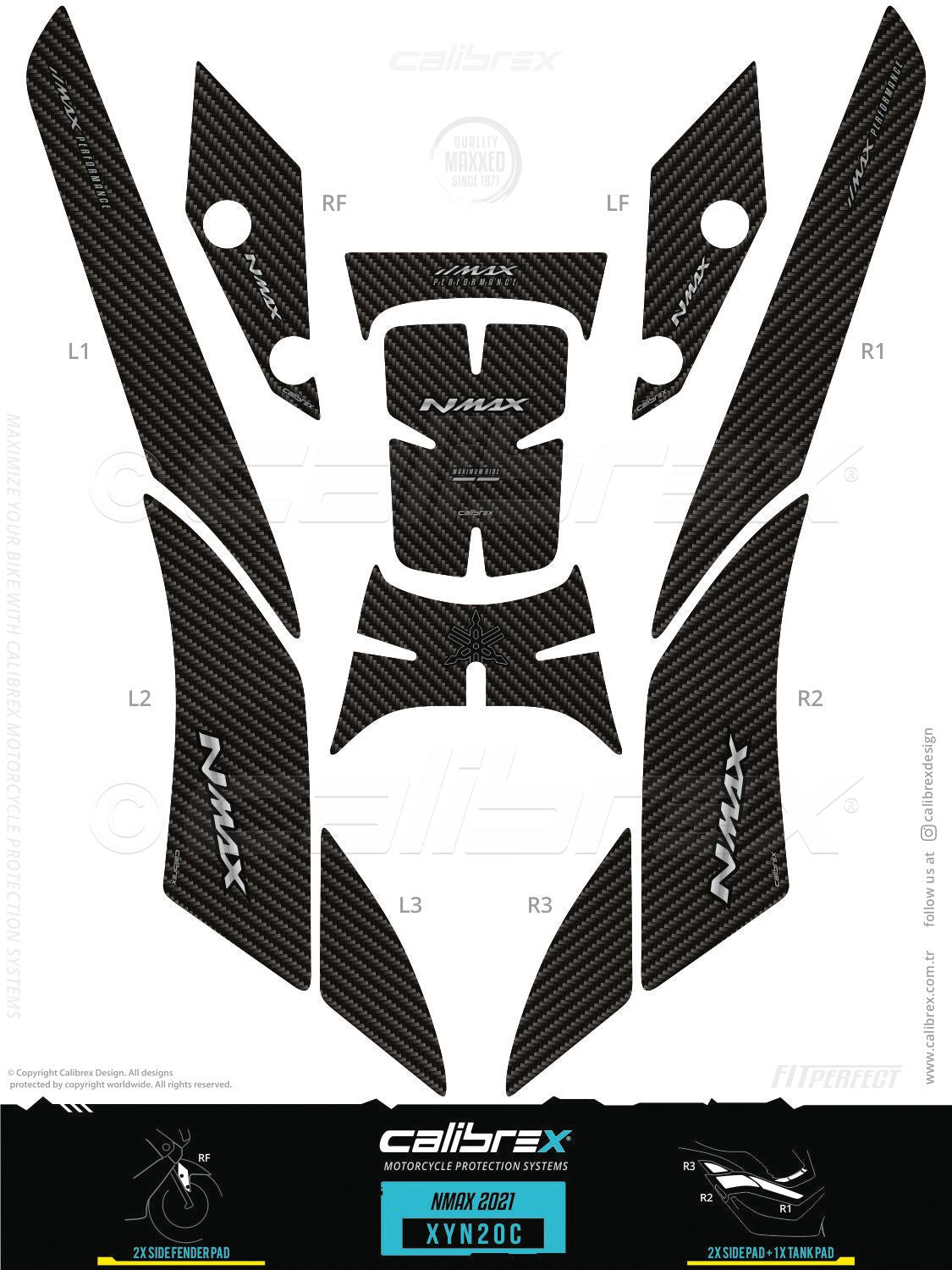 Yamaha Nmax 2021-2024 Tank Pad & Protection Kit Calibrex XYN20C