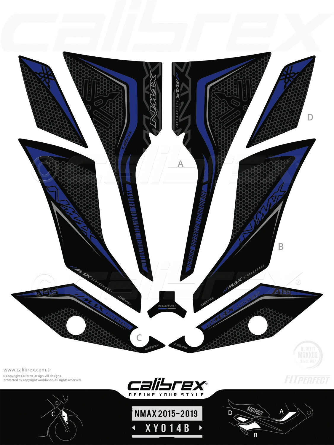 Yamaha Nmax 2015-2019 Tank Pad & Protection Kit Calibrex XY014B