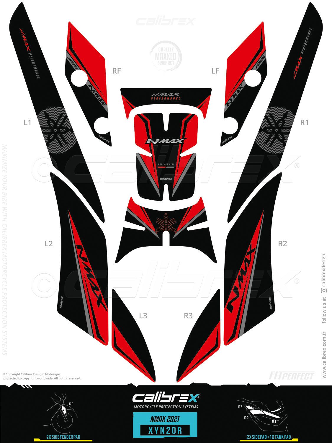 Yamaha Nmax 2021-2024 Tank Pad & Protection Kit Calibrex XYN20R