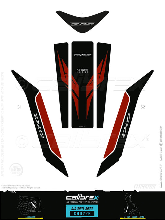 Honda Dio 2021-2026 Tank Pad & Protection Kit Red Calibrex XHD22R