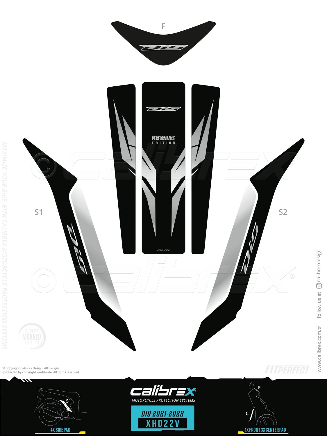 Honda Dio 2021-2026 Tank Pad & Protection Kit Red Calibrex XHD22V