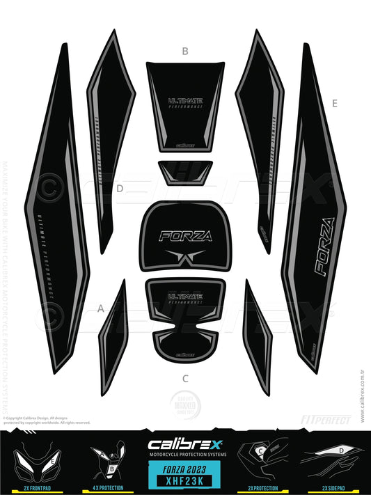 Honda Forza 2023-2026 Tank Pad & Protection Kit Gray Calibrex XHF23K