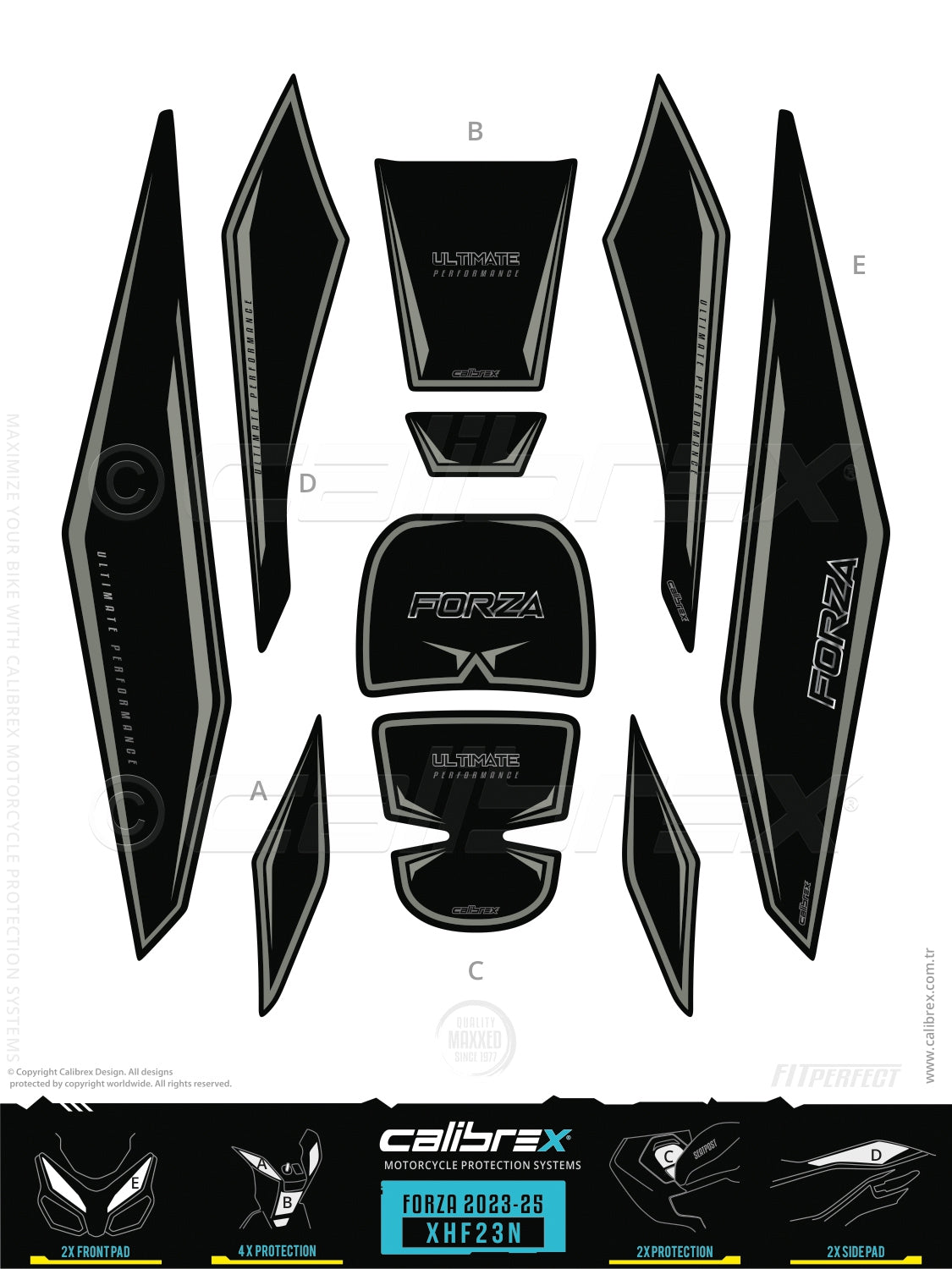 Honda Forza 2023-2026 Tank Pad & Protection Kit Gray Calibrex XHF23N
