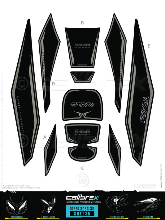 Honda Forza 2023-2026 Tank Pad & Protection Kit Gray Calibrex XHF23N