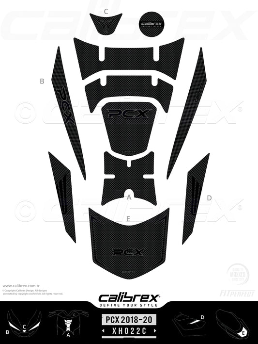 Honda Pcx 2018-2020 Tank Pad & Protection Kit Carbon Calibrex XH022C