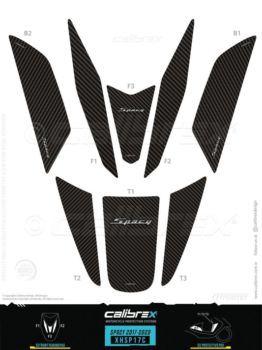 Honda Spacy 2017-2026 Tank Pad & Protection Kit Carbon Calibrex XHSP17C