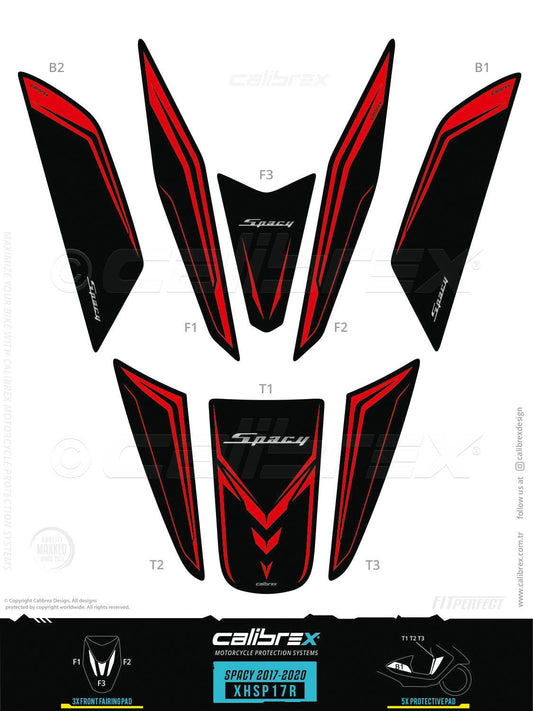 Honda Spacy 2017-2026 Tank Pad & Protection Kit Red Calibrex XHSP17R