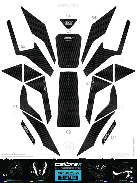 Honda ADV350 2023-2026 Tank Pad & Protection Kit Mesh Carbon Calibrex XHA35M