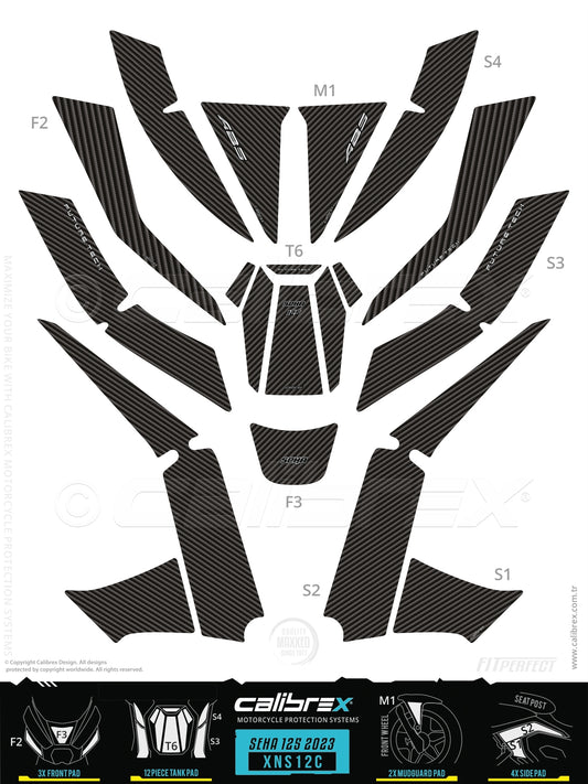 Kanuni Seha 125 2023-2026 Tank Pad & Protection Kit Carbon Calibrex XNS12C
