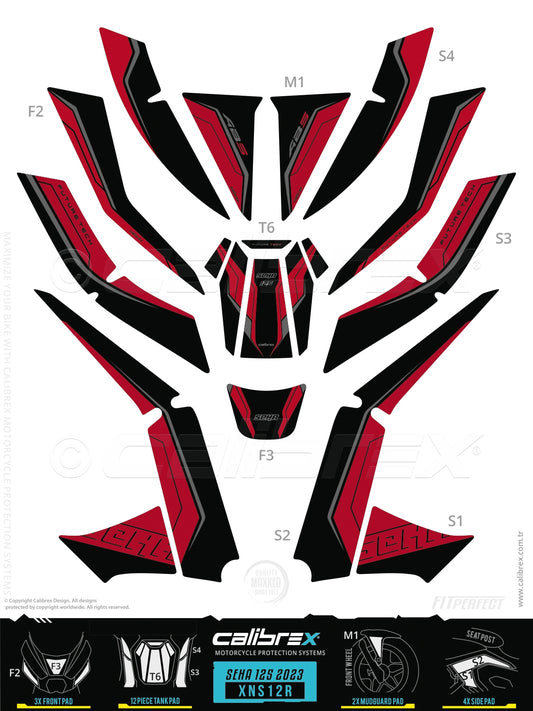 Kanuni Seha 125 2023-2026 Tank Pad & Protection Kit Red Calibrex XNS12R