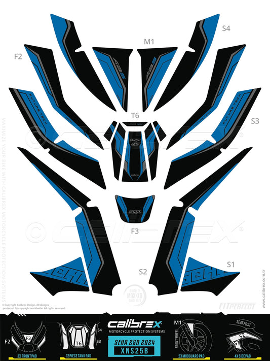 Kanuni Seha 250 2024-2026 Tank Pad & Protection Kit Blue Calibrex XNS25B