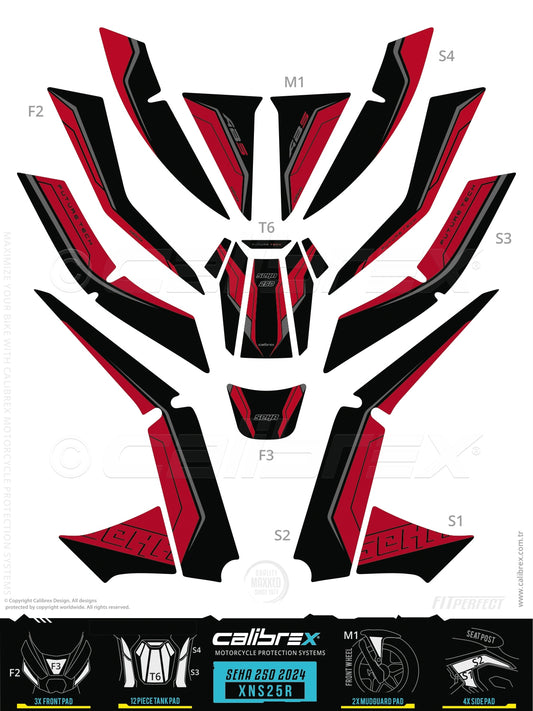Kanuni Seha 250 2024-2026 Tank Pad & Protection Kit Red Calibrex XNS25R