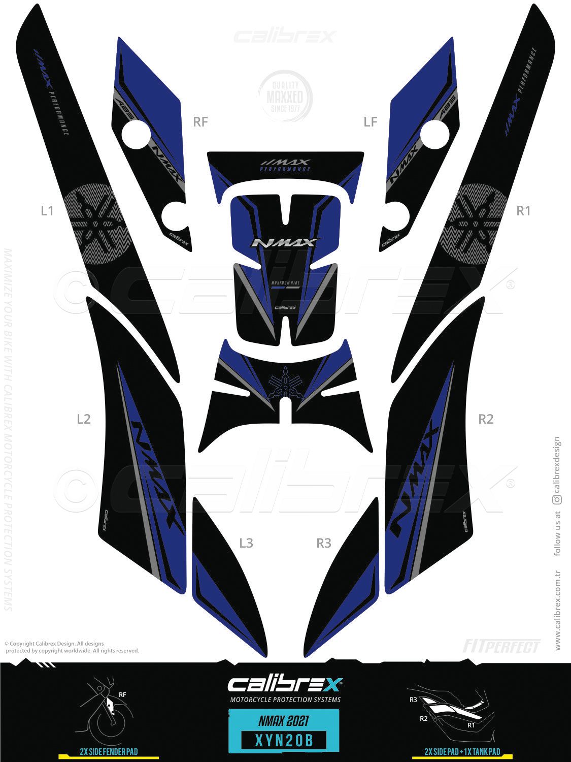 Yamaha Nmax 2021-2024 Tank Pad & Protection Kit Calibrex XYN20B