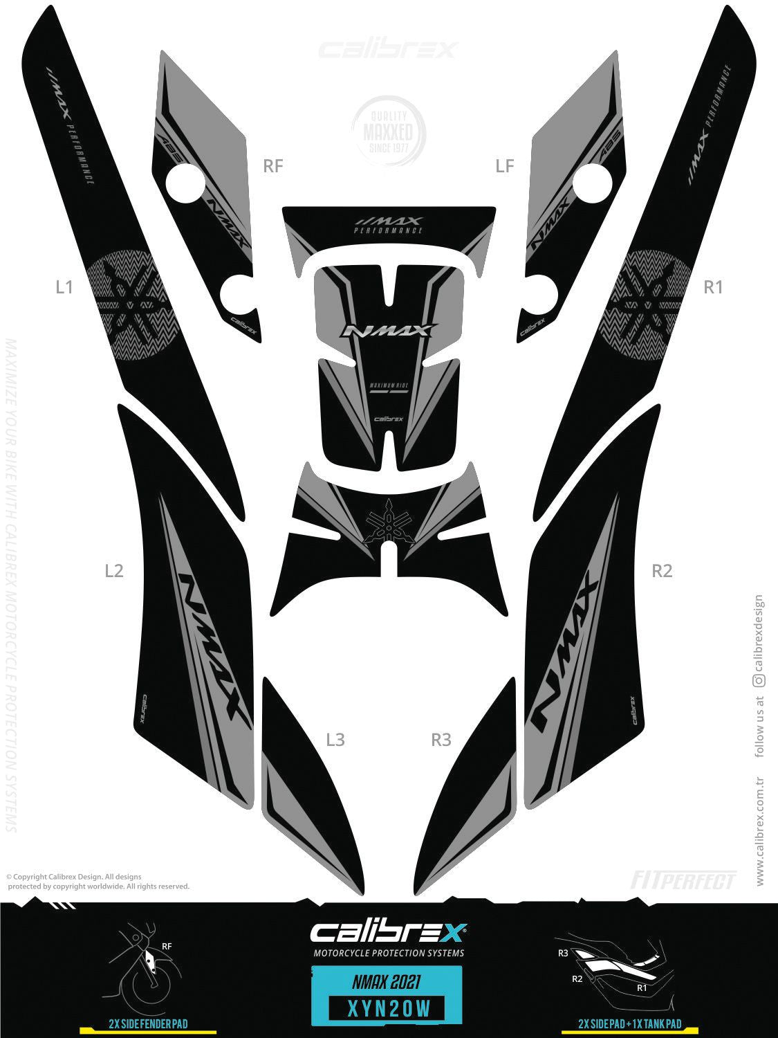 Yamaha Nmax 2021-2024 Tank Pad & Protection Kit Calibrex XYN20W