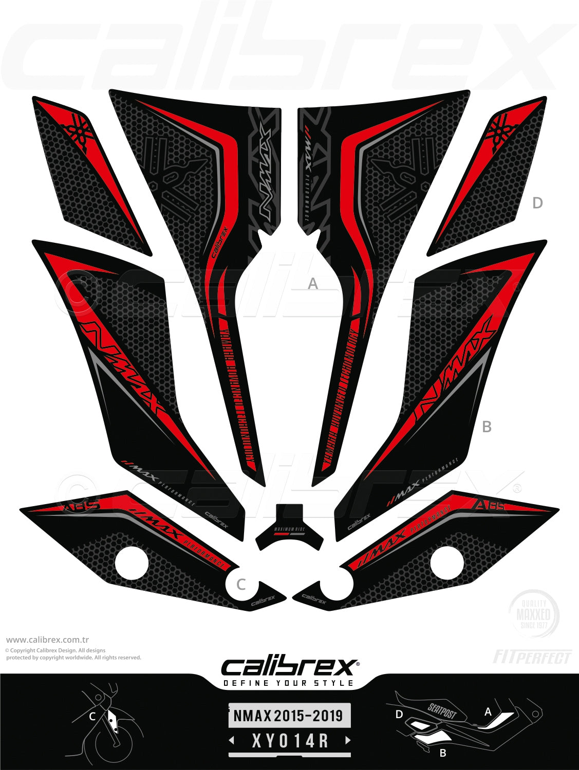 Yamaha Nmax 2015-2019 Tank Pad & Protection Kit Calibrex XY014R