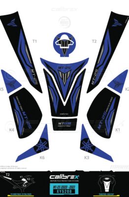 yamaha mt-25 blue tank pad, knee pad, tail pad calibrex